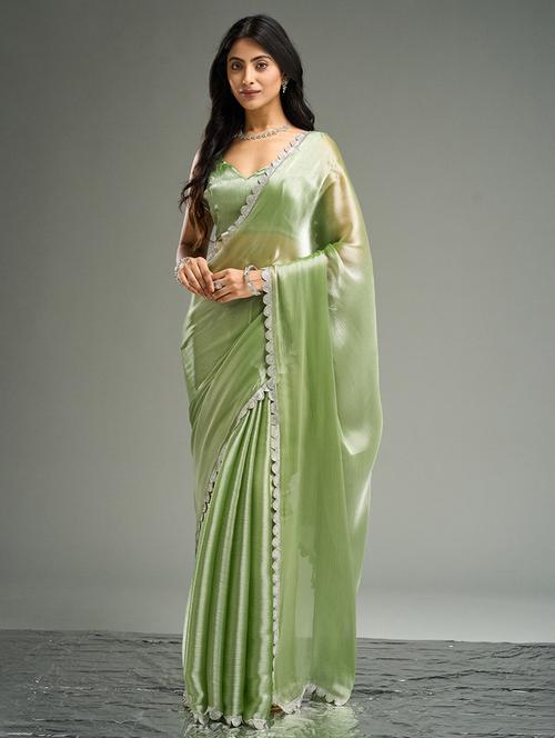 women solid embellished bordered saree with blouse - 21949604 - Very Small Image - 1
