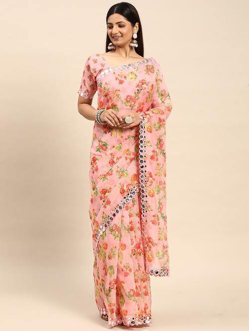 women floral printed saree with blouse - 21949618 - Very Small Image - 1