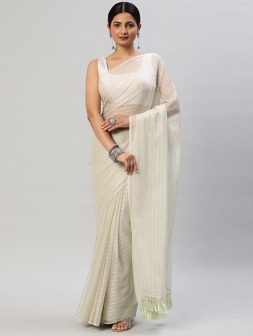 women striped embellished saree with blouse - 21949641 - Very Small Image - 1