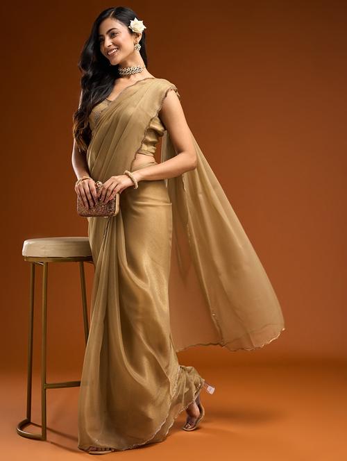 women solid embellished bordered saree with blouse - 21949657 - Very Small Image - 1