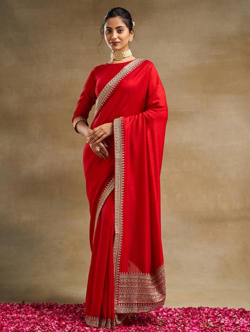 women solid with bordered saree with blouse - 21949660 - Very Small Image - 1