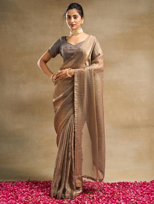 women solid plain saree with blouse - 21949671 - Very Small Image - 1