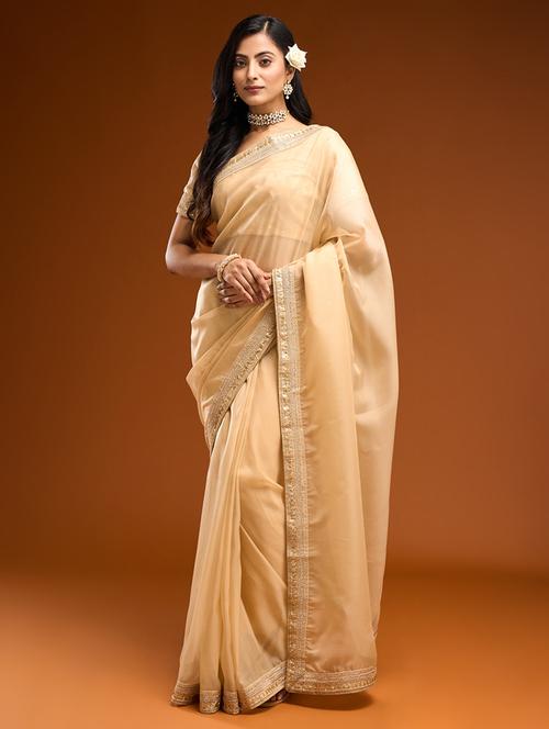 women solid with bordered saree with blouse - 21949676 - Very Small Image - 1