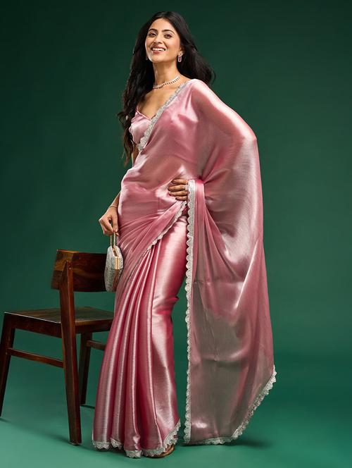 women solid embellished bordered saree with blouse - 21949685 - Very Small Image - 1