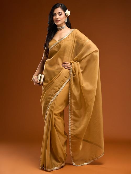 women solid with bordered saree with blouse - 21949697 - Very Small Image - 1