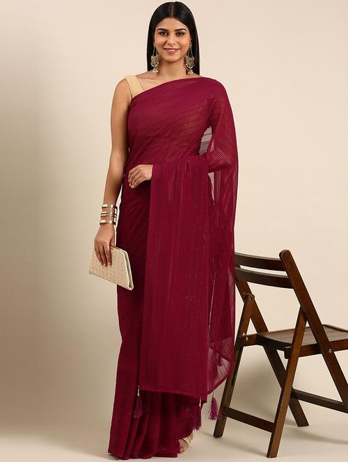 women striped embellished saree with blouse - 21949713 - Very Small Image - 1