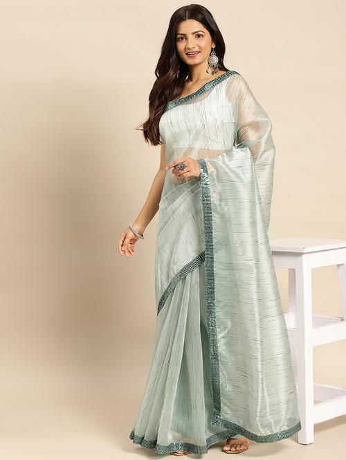 women striped bordered saree with blouse - 21949715 - Very Small Image - 1