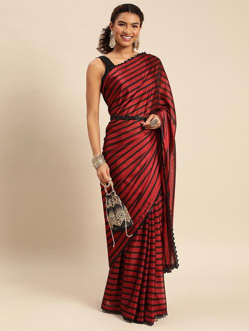women striped embellished saree with blouse - 21949735 - Very Small Image - 1