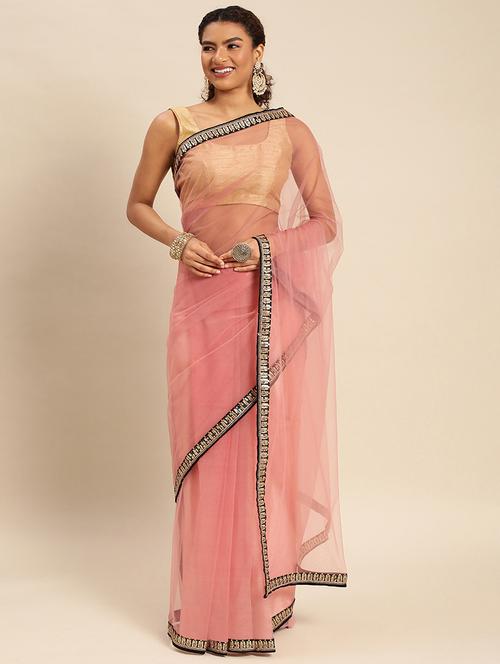 women solid with bordered saree with blouse - 21949760 - Very Small Image - 1