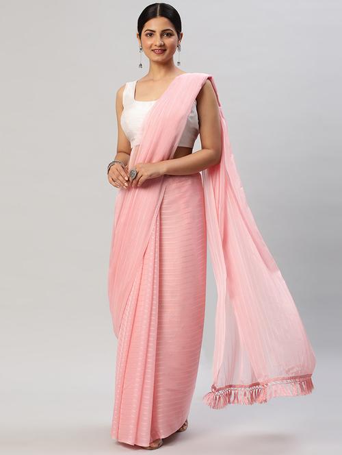 women striped embellished saree with blouse - 21949876 - Very Small Image - 1