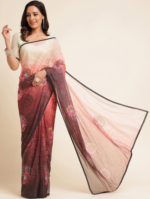 women floral printed saree with blouse - 21949930 - Very Small Image - 1