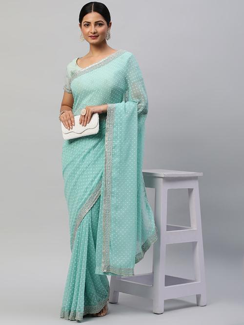 women self design bordered saree with blouse - 21949941 - Very Small Image - 1