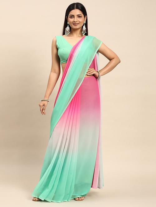 women ombre printed saree with blouse - 21949955 - Very Small Image - 1
