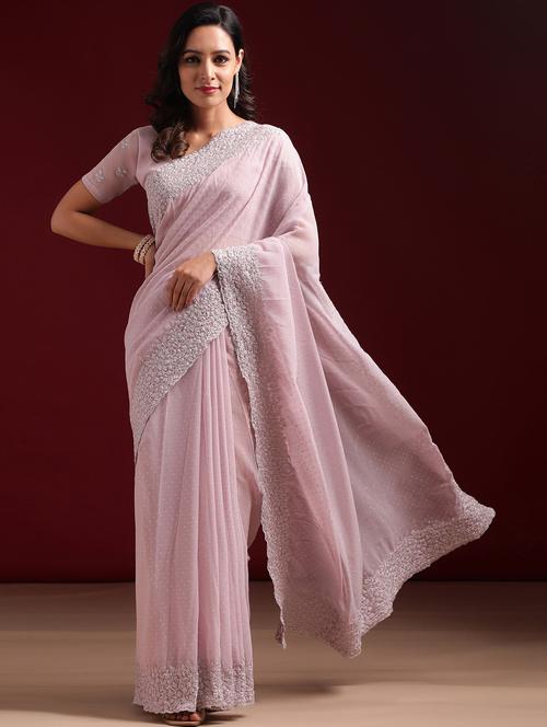 women solid with work embroidered saree with blouse - 21950000 - Very Small Image - 1