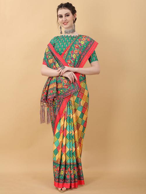 women printed casual wear saree with blouse - 21950015 - Very Small Image - 1