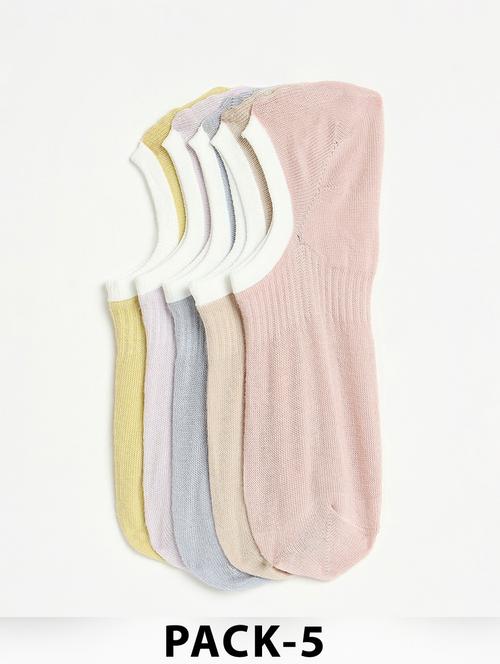 women pack of 5 solid no show socks - 21950228 - Very Small Image - 1