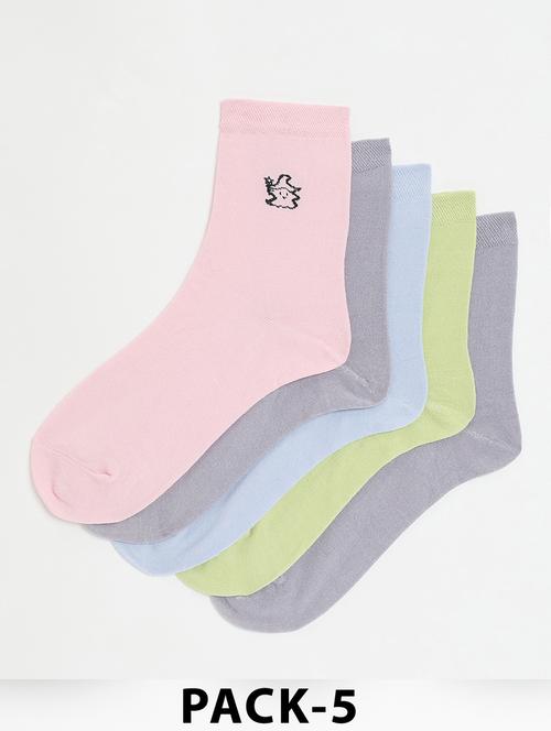 women pack of 5 solid ankle length socks - 21950233 - Very Small Image - 1