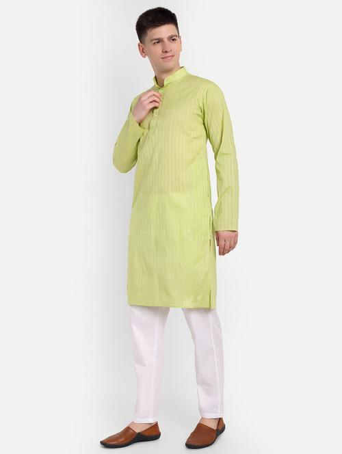men striped mandarin neck long kurta - 21950277 - Very Small Image - 1