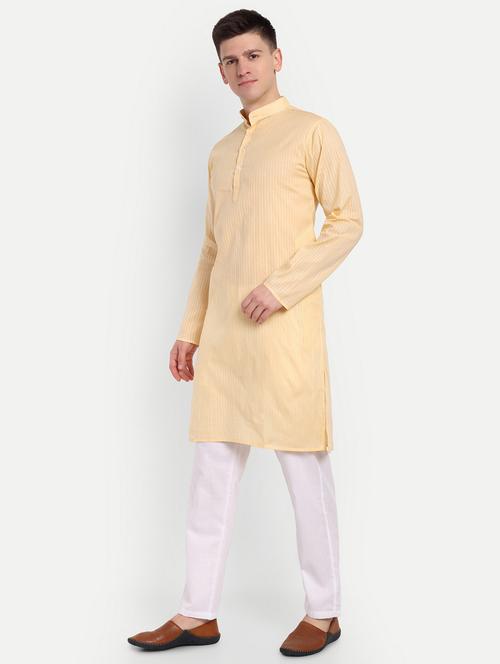 men mandarin neck kurta with trousers ethnic wear set - 21950287 - Very Small Image - 1
