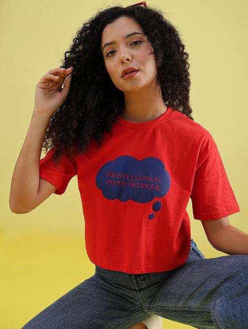 women printed short sleeve crop t-shirt - 21951007 - Very Small Image - 1