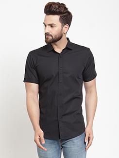 men solid short sleeve slim fit casual shirt - 21951809 - Very Small Image - 1