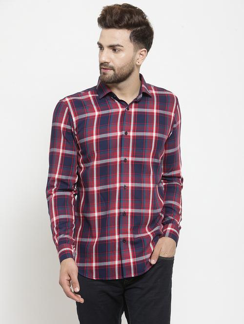 men checkered long sleeve slim fit casual shirt - 21951819 - Very Small Image - 1