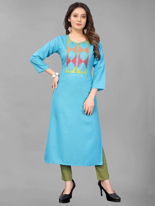 women three quarter sleeve kurta pant set - 21954052 - Very Small Image - 1