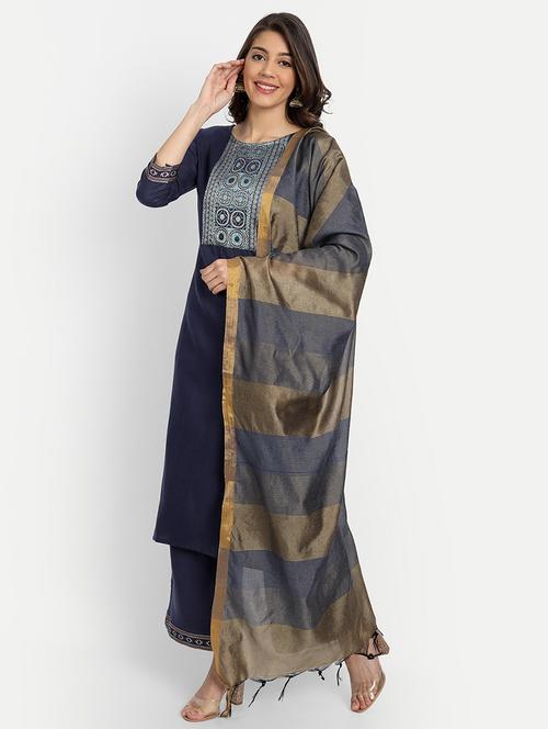 women three quarter sleeve kurta palazzo with dupatta set - 21954065 - Very Small Image - 1