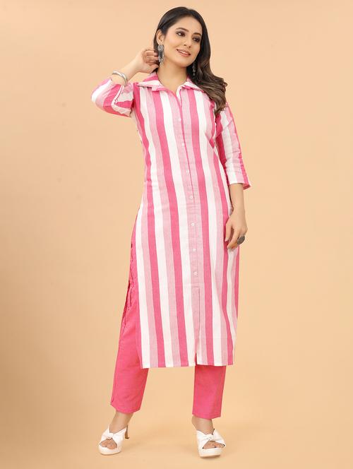 women three quarter sleeve kurta pant set - 21954091 - Very Small Image - 1
