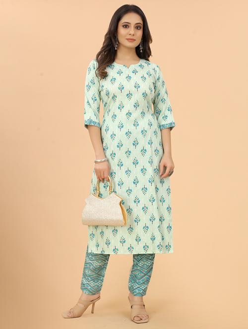 women three quarter sleeve kurta pant set - 21954103 - Very Small Image - 1
