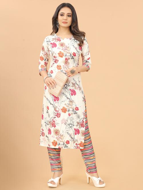 women three quarter sleeve kurta pant set - 21954109 - Very Small Image - 1