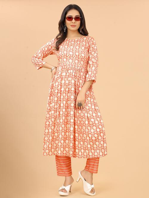 women three quarter sleeve kurta pant set - 21954118 - Very Small Image - 1