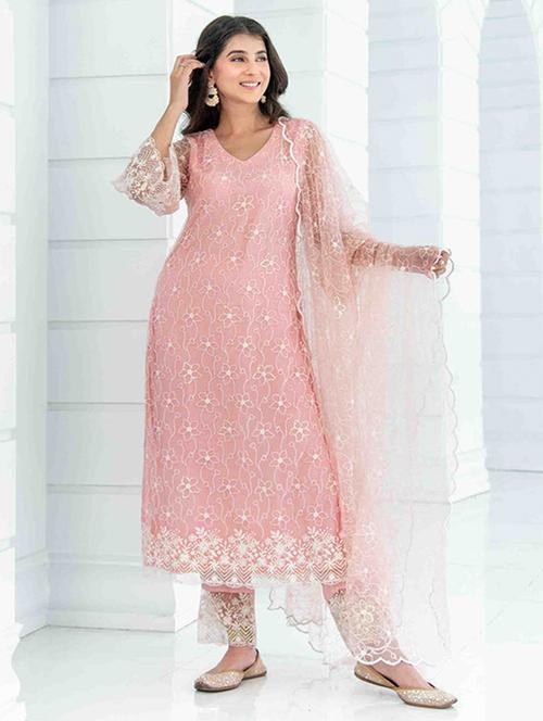 women three quarter sleeve kurta pant with dupatta set - 21954139 - Very Small Image - 1