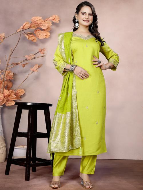 women three quarter sleeve kurta pant with dupatta set - 21954167 - Very Small Image - 1