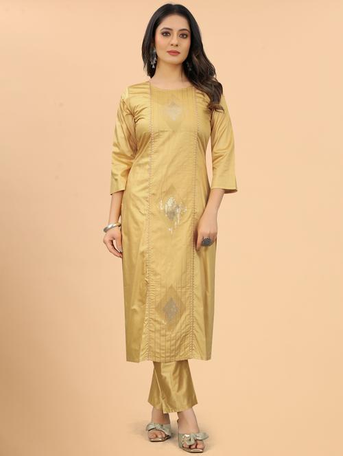 women three quarter sleeve kurta pant set - 21954209 - Very Small Image - 1