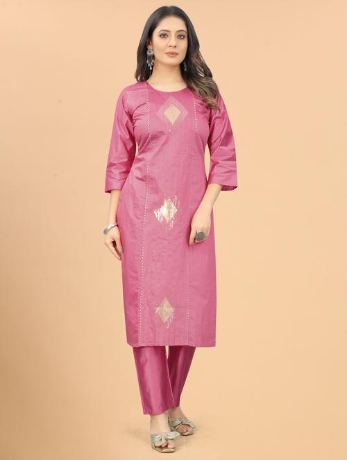 women three quarter sleeve kurta pant set - 21954211 - Very Small Image - 1