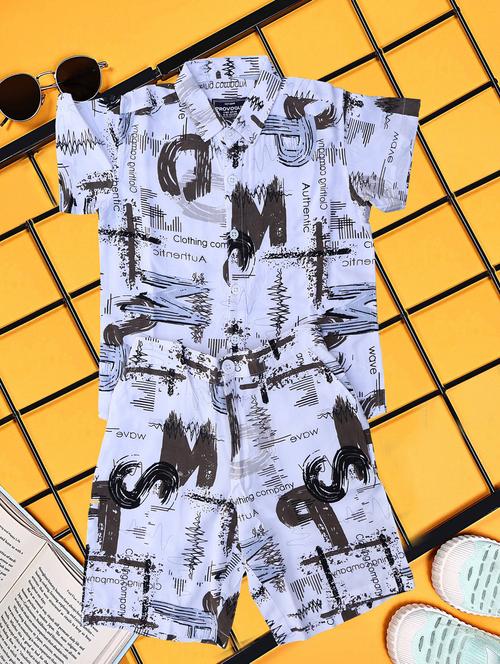 boys printed shirt and short co-ord set - 21954272 - Very Small Image - 1
