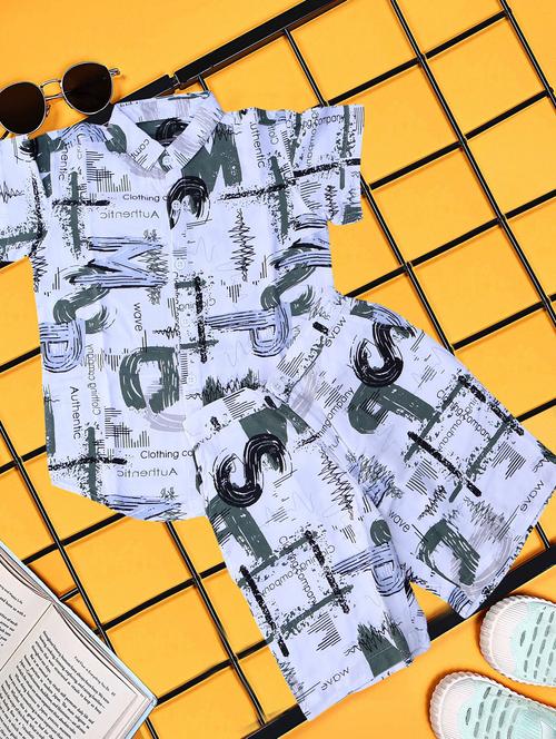 boys printed shirt and short co-ord set - 21954274 - Very Small Image - 1