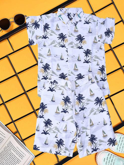 boys printed shirt and short co-ord set - 21954277 - Very Small Image - 1