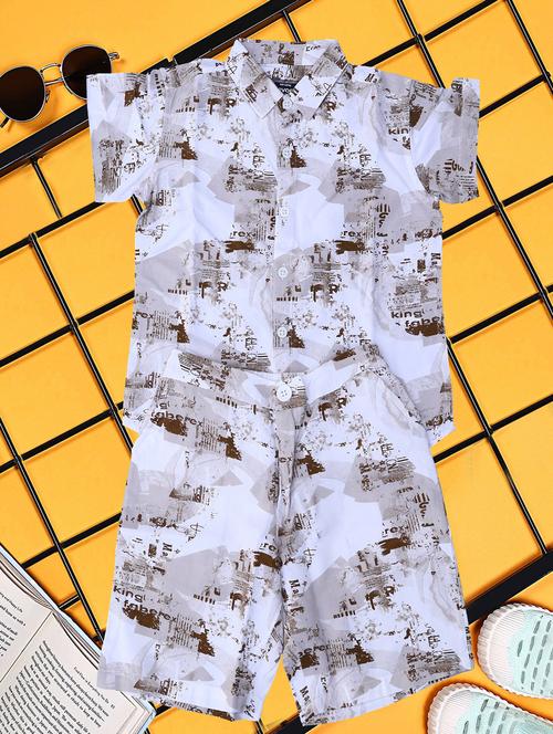 boys printed shirt and short co-ord set - 21954281 - Very Small Image - 1