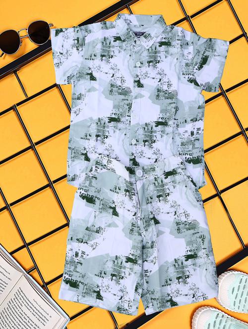 boys printed shirt and shorts co-ord set - 21954282 - Very Small Image - 1