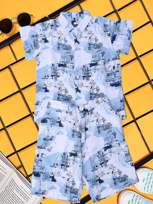 boys printed shirt and short co-ord set - 21954283 - Very Small Image - 1