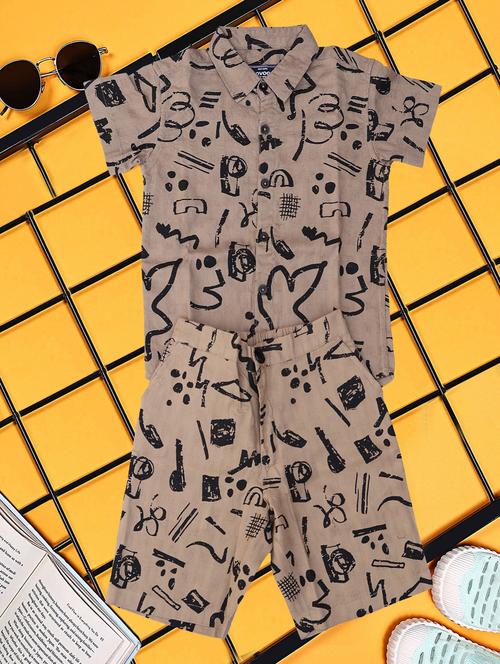 boys printed shirt and short co-ord set - 21954284 - Very Small Image - 1