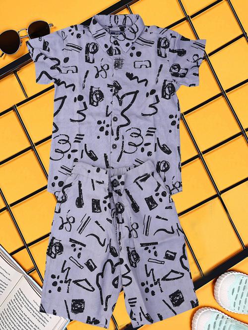boys printed shirt and short co-ord set - 21954285 - Very Small Image - 1