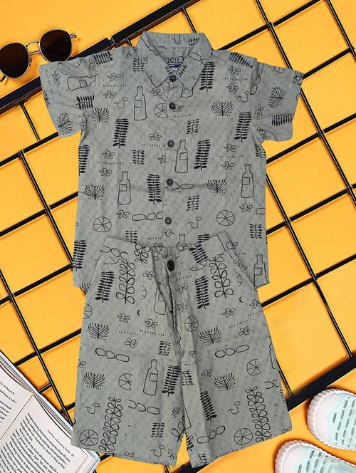 boys printed shirt and short co-ord set - 21954288 - Very Small Image - 1