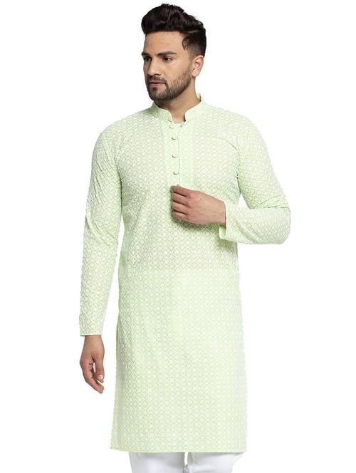 Men Embroidered Mandarin Neck Long Kurta - 21954294 - Very Small Image - 1