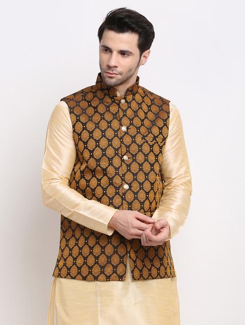 men mandarin neck regular fit nehru jacket - 21954399 - Very Small Image - 1