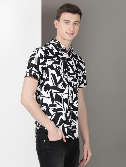 men printed short sleeve regular fit casual shirt - 21954499 - Very Small Image - 1
