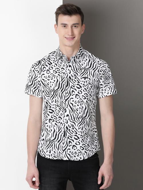 men printed short sleeve regular fit casual shirt - 21954501 - Very Small Image - 1