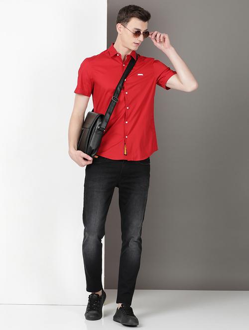 men solid short sleeve regular fit casual shirt - 21954509 - Very Small Image - 1